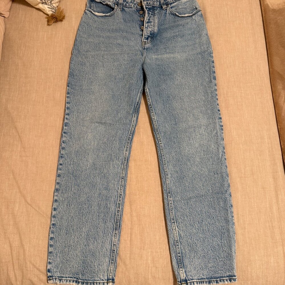 Abercrombie & Fitch Dad High Rise Jeans Size 28/6R Curve Love in Medium Wash - Picture 2 of 7